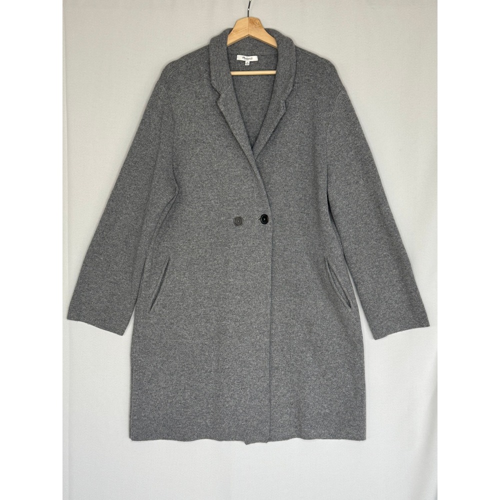 Madewell Double-Breasted Heather Gray Merino Wool Blend  Sweater-Coat X-Large